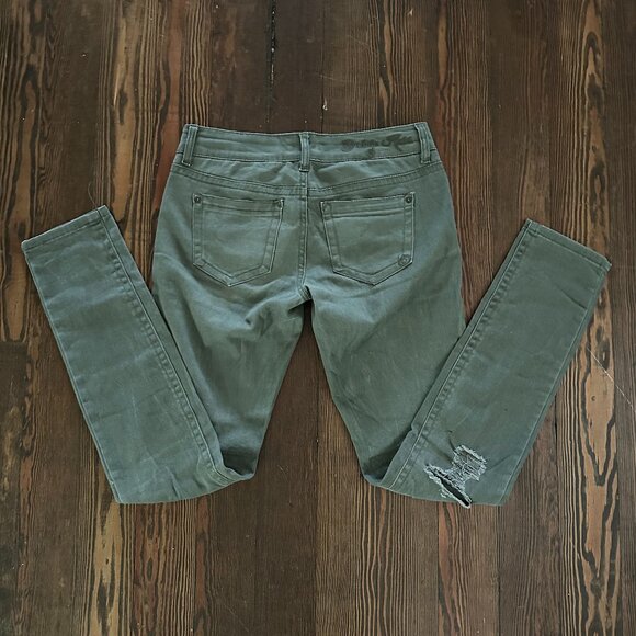 Indigo Rein Juniors SIZE 1 Army Green Denim Skinny Leg Jeans - Picture 3 of 3